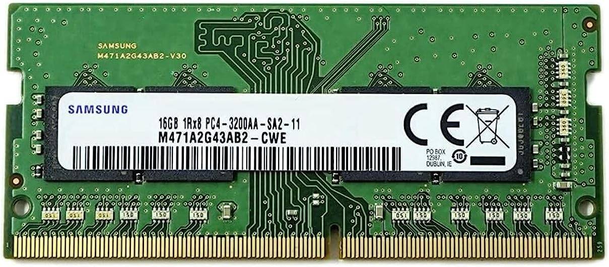 SAMSUNG 16GB DDR4 SO-DIMM Laptop Memory Module, 3200 MHz Memory Speed, Single Rank x8 PC4-25600, 1.2 V Memory Voltage, 260 Pins  M471A2G43CB2-CWED