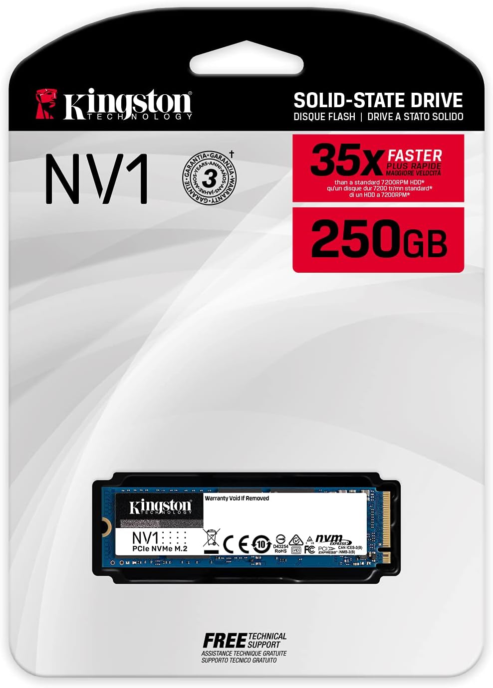 Kingston 250GB NV1 M.2 2280 NVMe SSD SNVS/250G
