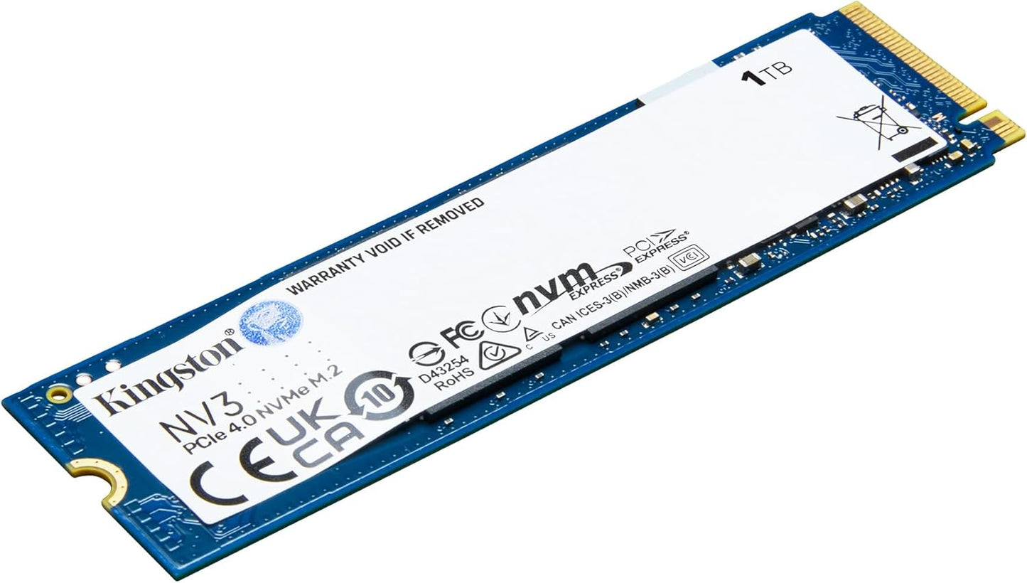 Kingston NV3 1TB NVMe Gen4 M.2 SSD – Up to 6000MB/s