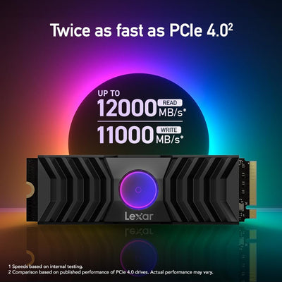 Lexar NM1090 2TB NVMe Gen5 M.2 SSD with Heatsink – Up to 12,000MB/s (LNM1090002T-RNANG)