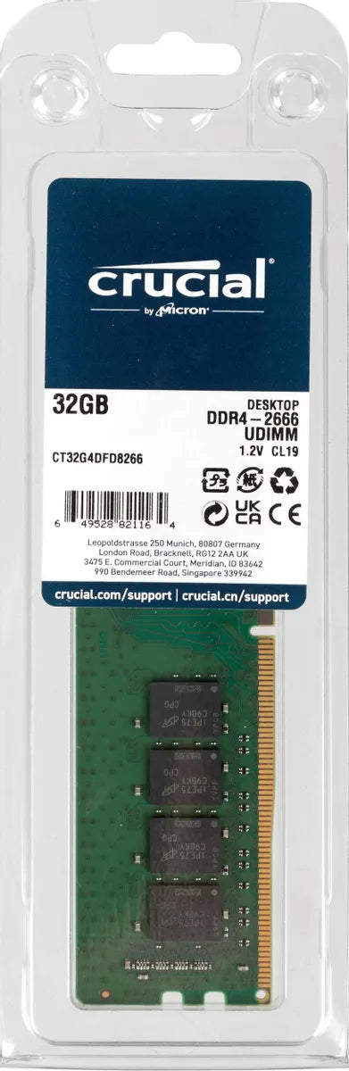 Crucial 32GB DDR4 2666 (PC4-21300) DIMM Memory Desktop - CT32G4DFD8266