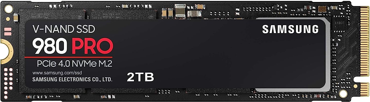 Samsung 980 PRO M.2 NVMe SSD (MZ-V8P2T0BW), 2 TB, PCIe 4.0, 7,000 MB/s Read, 5,000 MB/s Write, Internal Solid State Drive