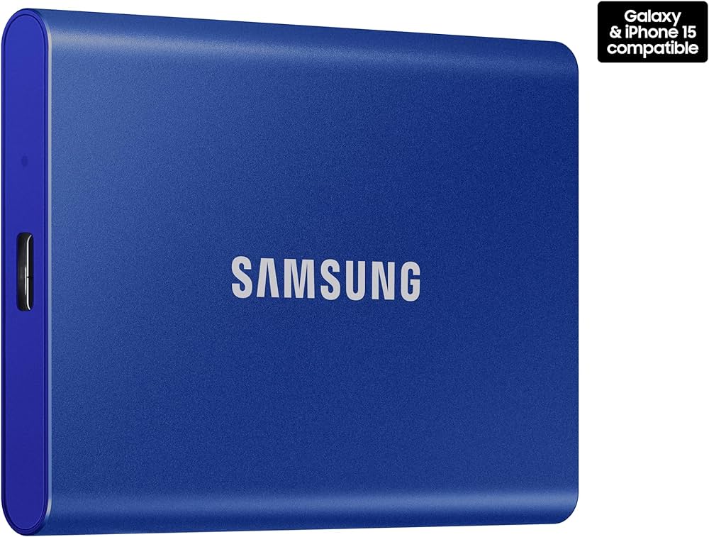 SAMSUNG 2TB External SSD T7 Portable Blue MU-PC2T0H