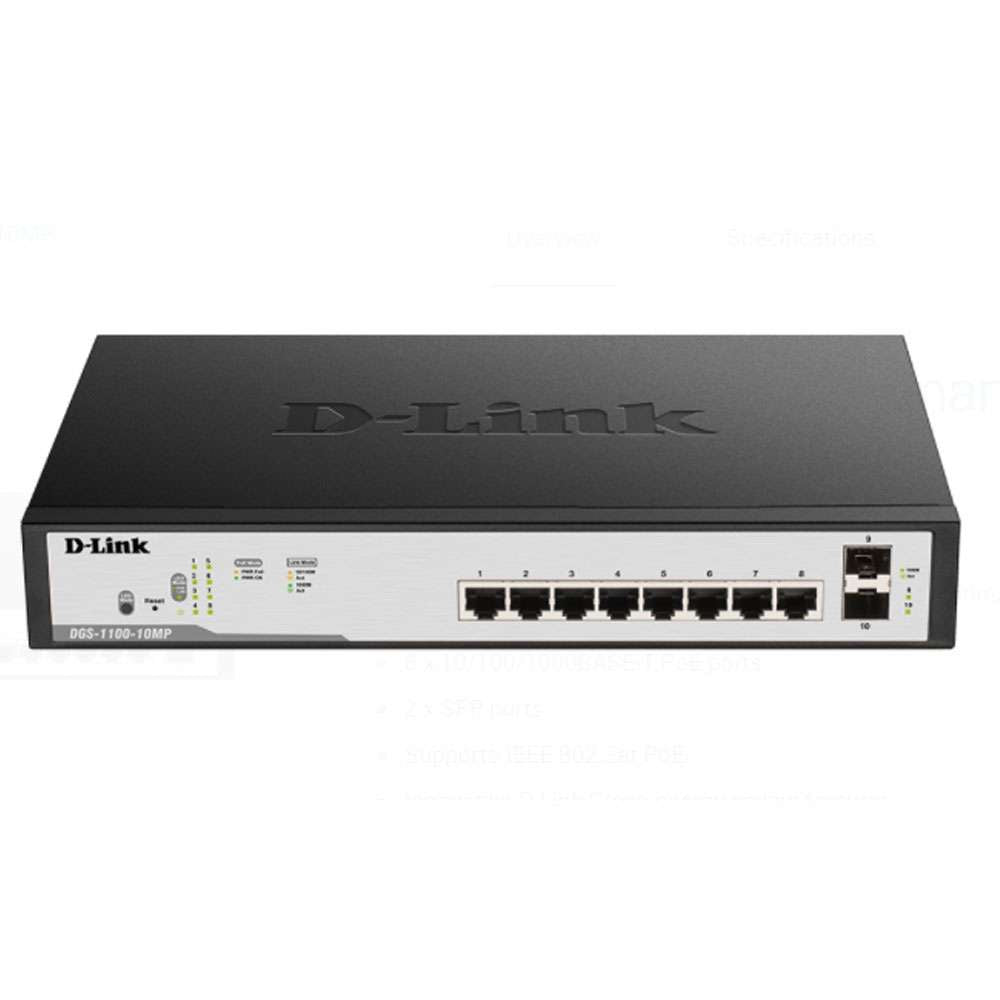 Dlink Switch 8 Port Gigabit Poe Managed, DGS-F1100-10PS-E