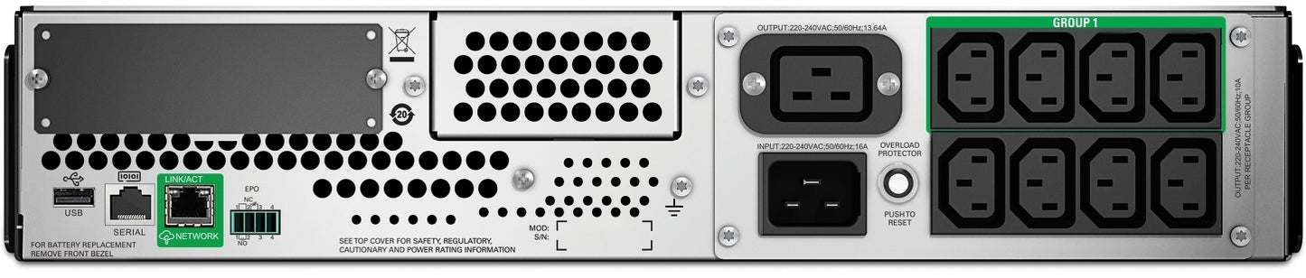 APC Smart-UPS 2200VA - 1980Watts / 2200VA / Line Interactive / Rack (2U) SMT2200RMI2UC