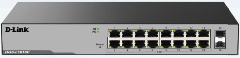 D-Link DGS-F1016P 16-Port Unmanaged PoE Switch
