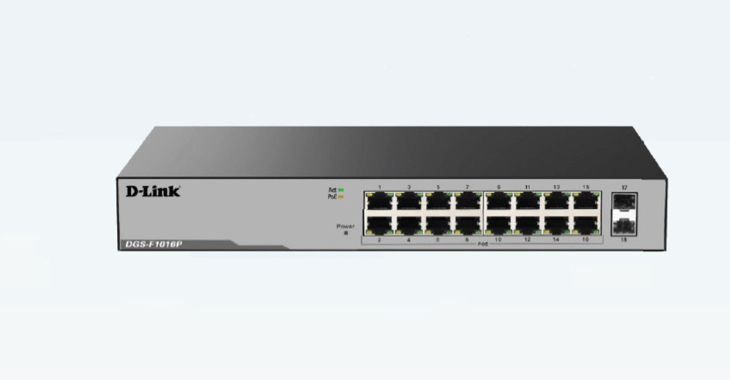 D-Link DGS-F1016P 16-Port Unmanaged PoE Switch