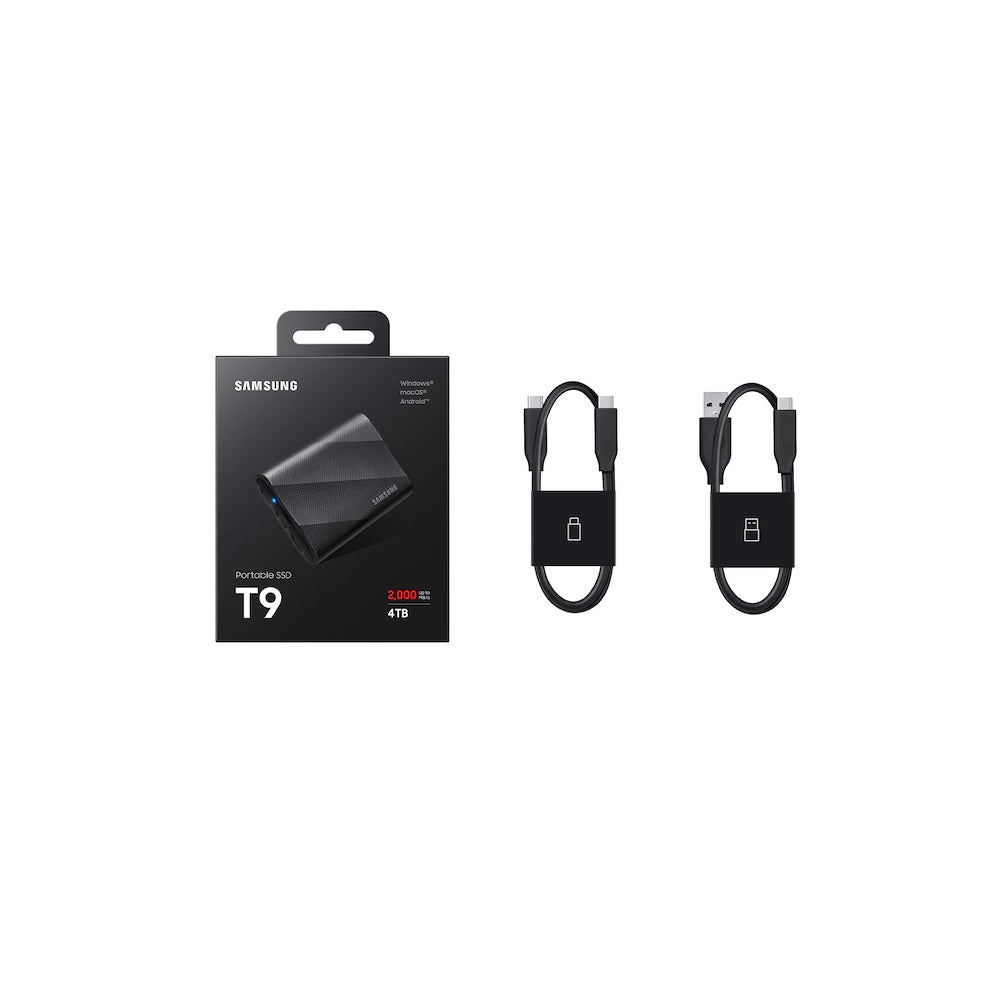 Samsung T9 4TB Portable External SSD – USB 3.2 Gen2×2, Black (MU-PG4T0B)