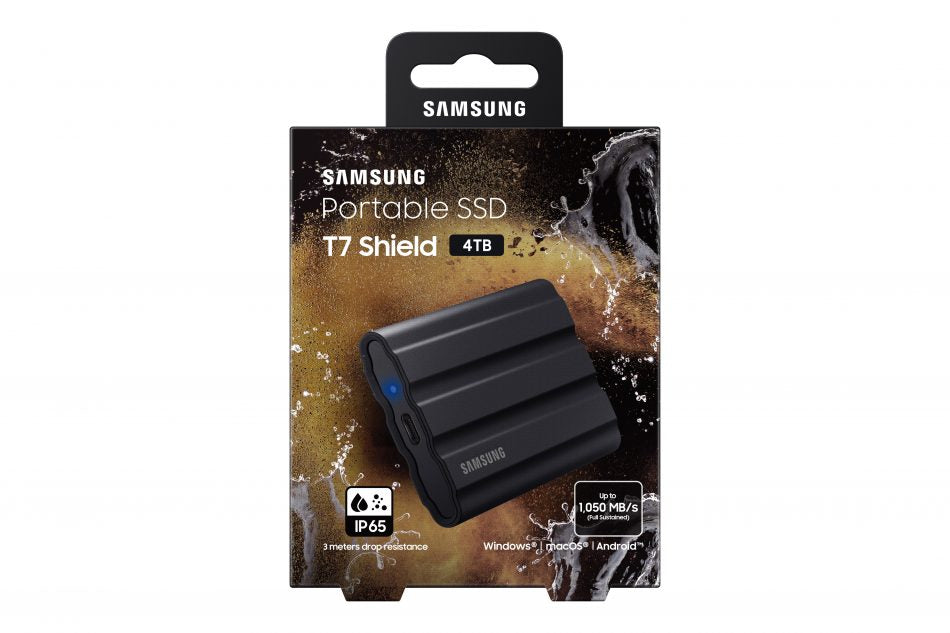 Samsung T7 Shield 4TB Portable SSD – Rugged USB 3.2 External Drive, Black (MU-PE4T0S)