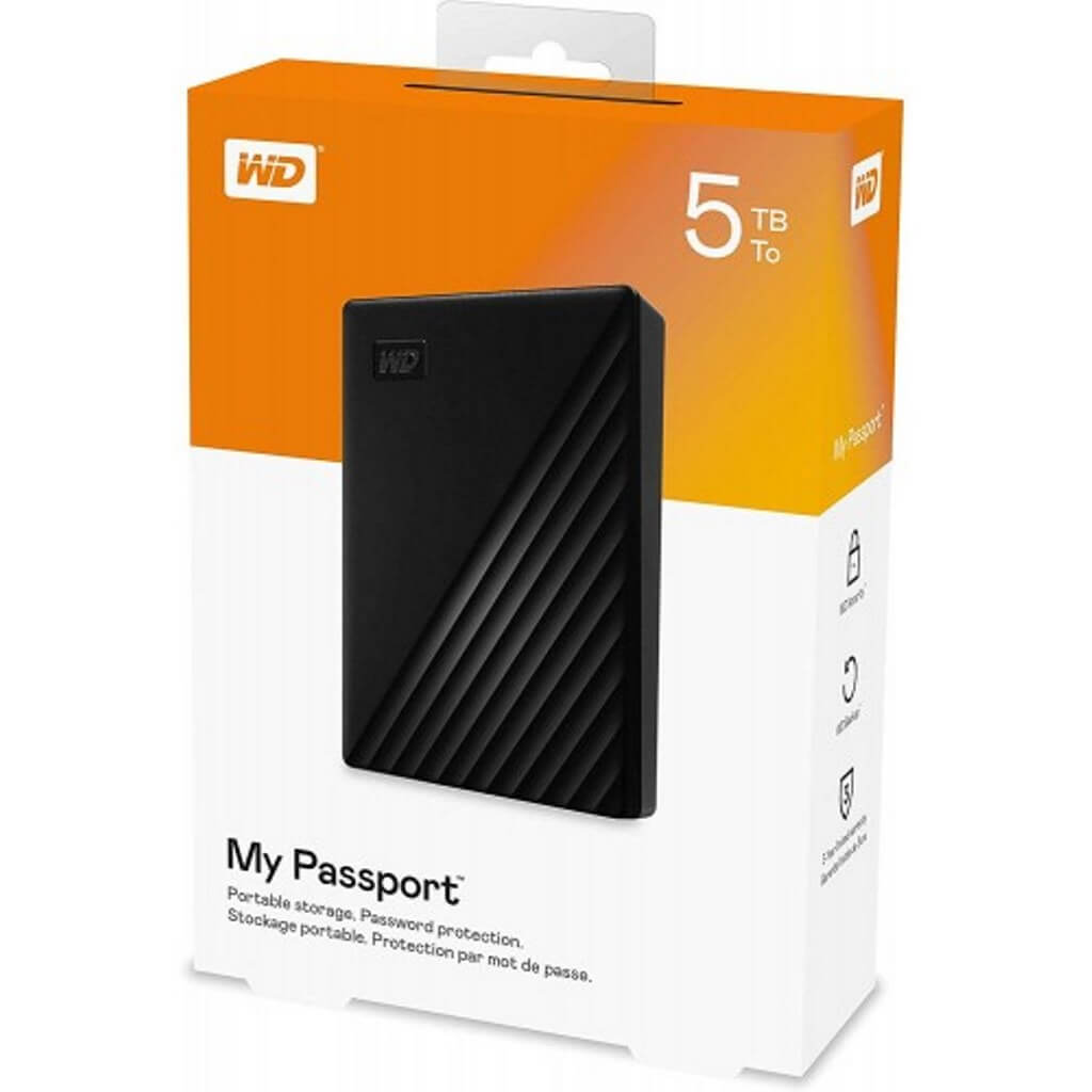 WD My Passport 5TB Portable Hard Drive USB 3.2 WDBPKJ0050BBK Black