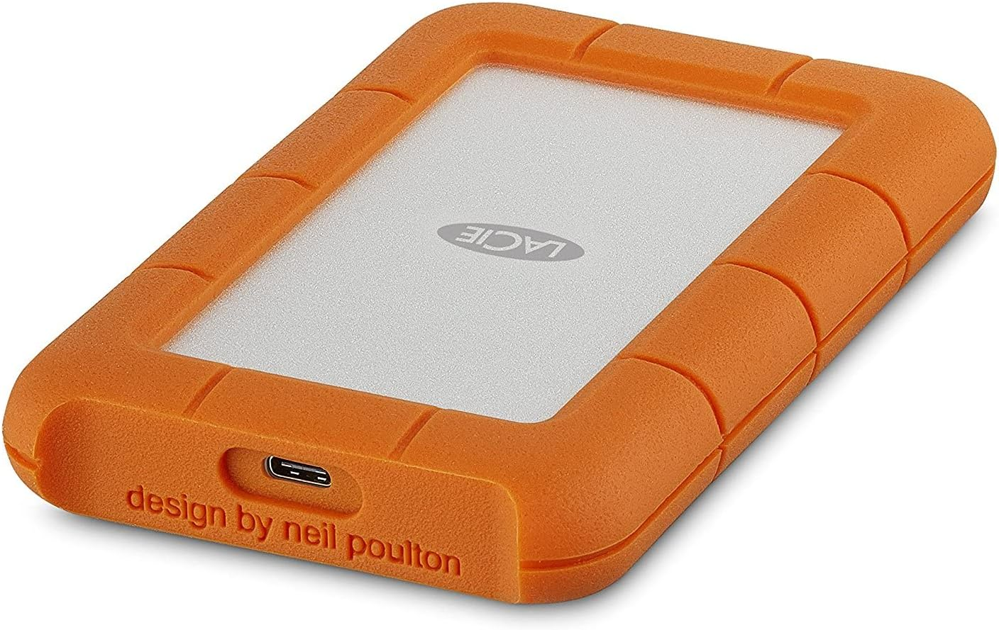 LaCie Rugged USB-C 2TB Portable External Hard Drive Orange/Silver – STFR2000800