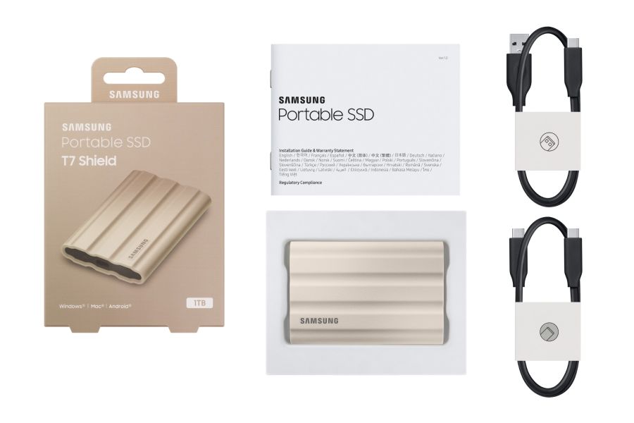 SAMSUNG 1TB External SSD T7 Portable Shield Beige MU-PE1T0K