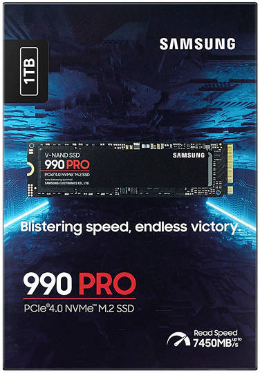 Samsung 990 PRO 1TB NVMe Gen4 M.2 SSD – PCIe 4.0 (MZ-V9P1T0BW)