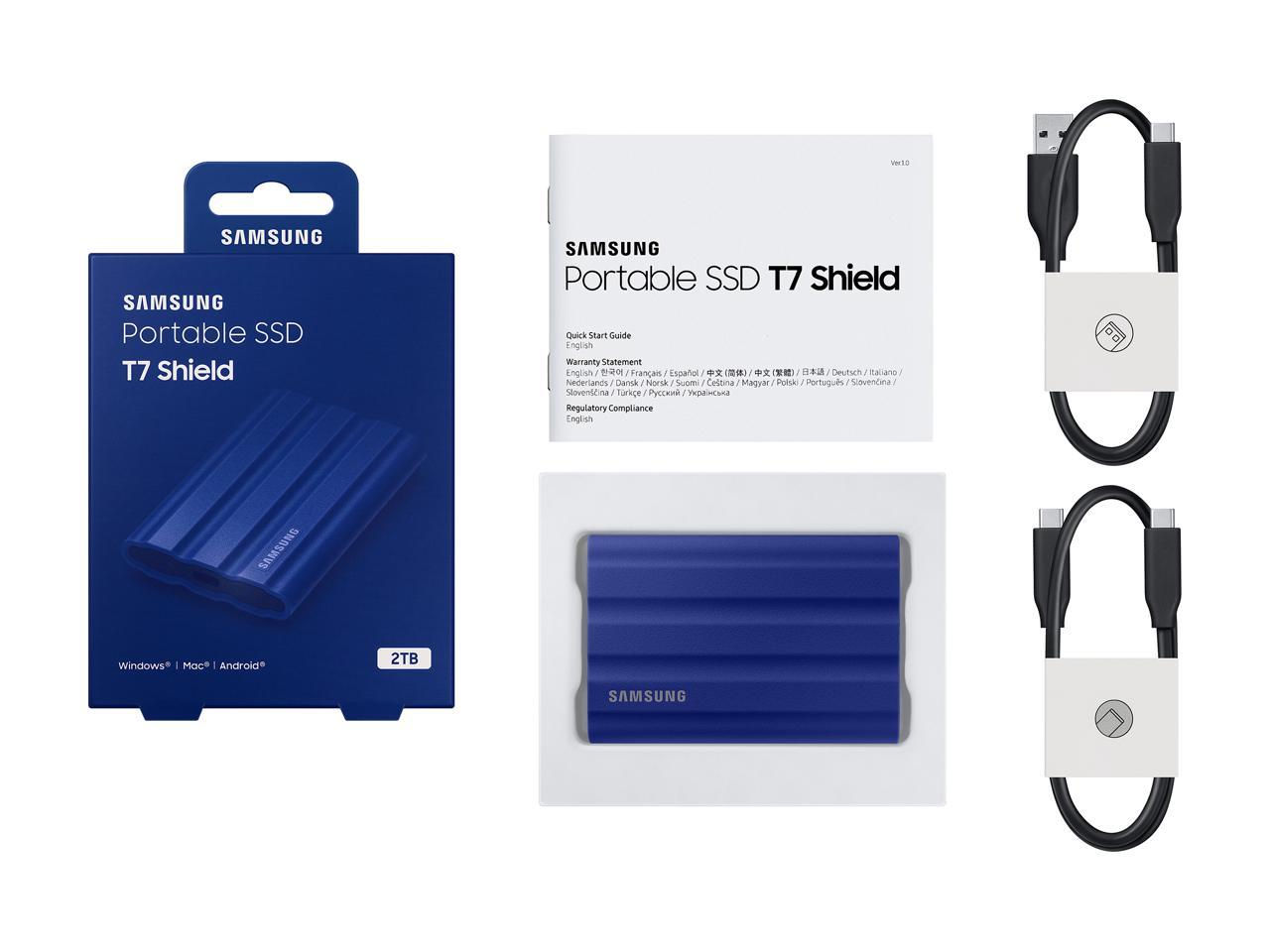 SAMSUNG 2TB External SSD T7 Portable Shield Blue MU-PE2T0R