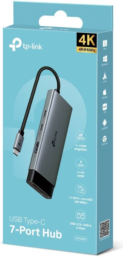 TP-Link (UH7020C) USB Type-C 7 in 1 Hub - HDMI / USB-C / USB 3.0 / Micro SD / SD