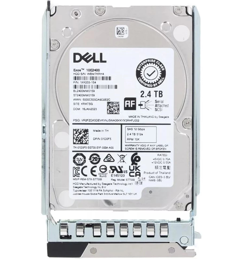 قرص صلب داخلي Dell Sas Ise 12GBPS 10K 512E سعة 2.4 تيرابايت وقياس 2.5 بوصة مع حامل هجين مقاس 3.5 بوصة ومحرك أقراص ثابت 161-BCFV