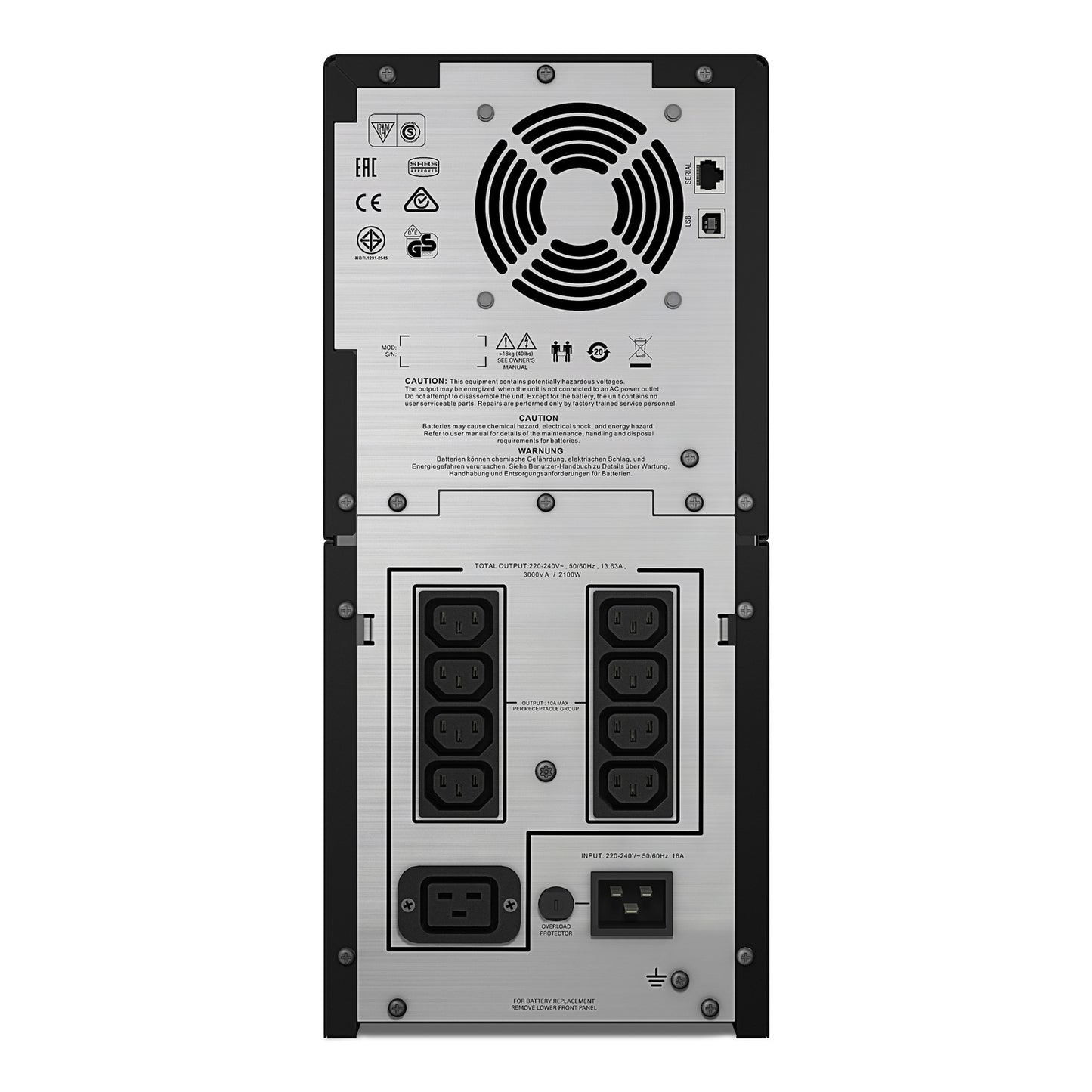 APC Smart-UPS C SMC3000I 3000VA 3kVA Line Interactive Tower UPS 230V 8 Outlets USB Serial
