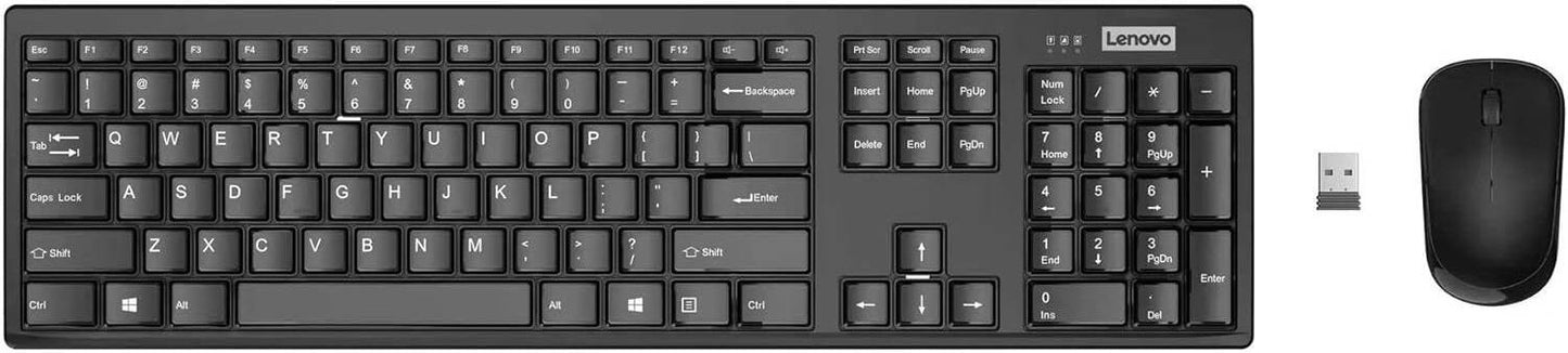 Lenovo 100 Wireless Keyboard and Mouse Combo - Wireless / USB Receiver / 1000dpi / English/Arabic / Black