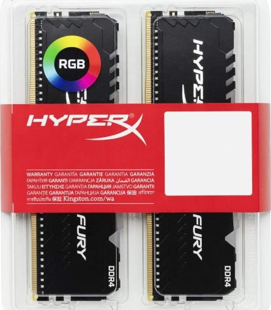 مجموعة ذاكرة الوصول العشوائي Kingston 16GB (2x8GB) DDR4 3200Mhz Fury Renegade Black RGB لسطح المكتب (KF432C16RBAK2/16)