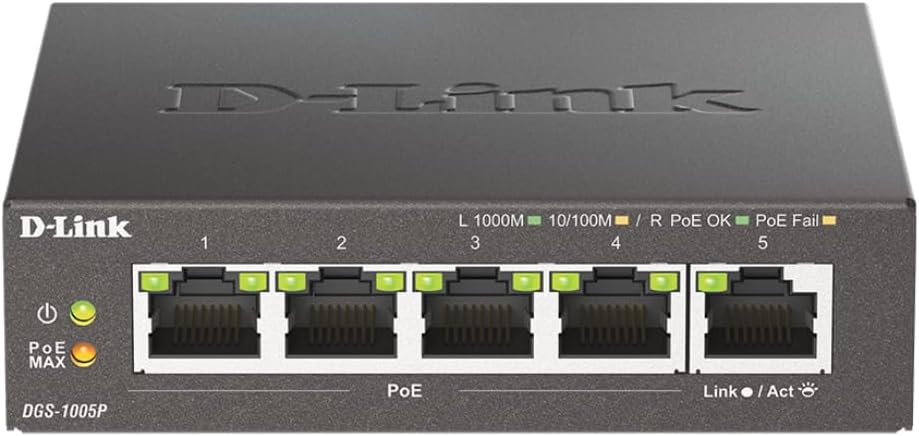 Dlink POE Switch 5 Port Gigabit 4 POE DGS-1005P