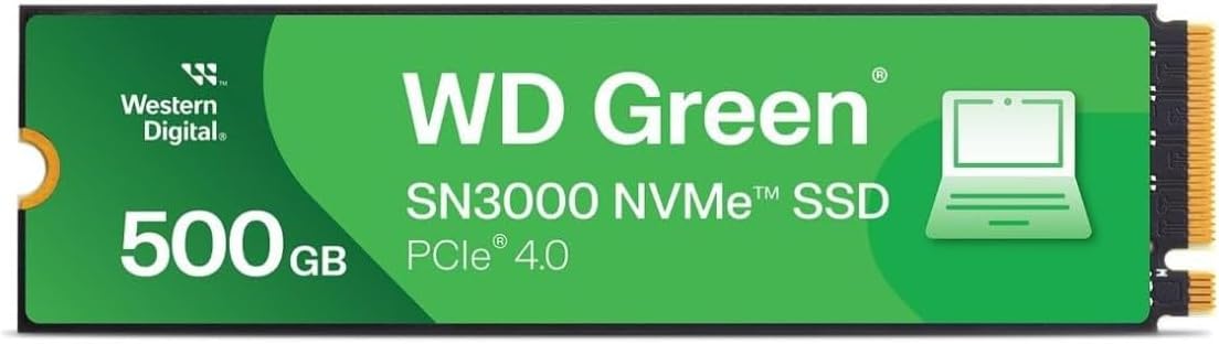 500GB NVMe SSD WD Green SN3000 Gen4 Upto 5000Mb/s WDS500G4G0E