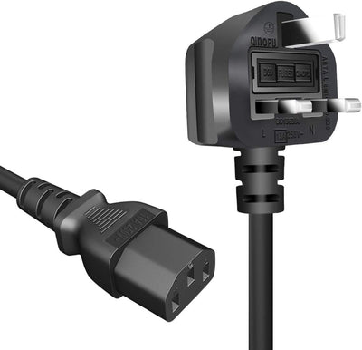 Power Cable, 3 Pin UK Adapter with Fuse, 1.5 Meter