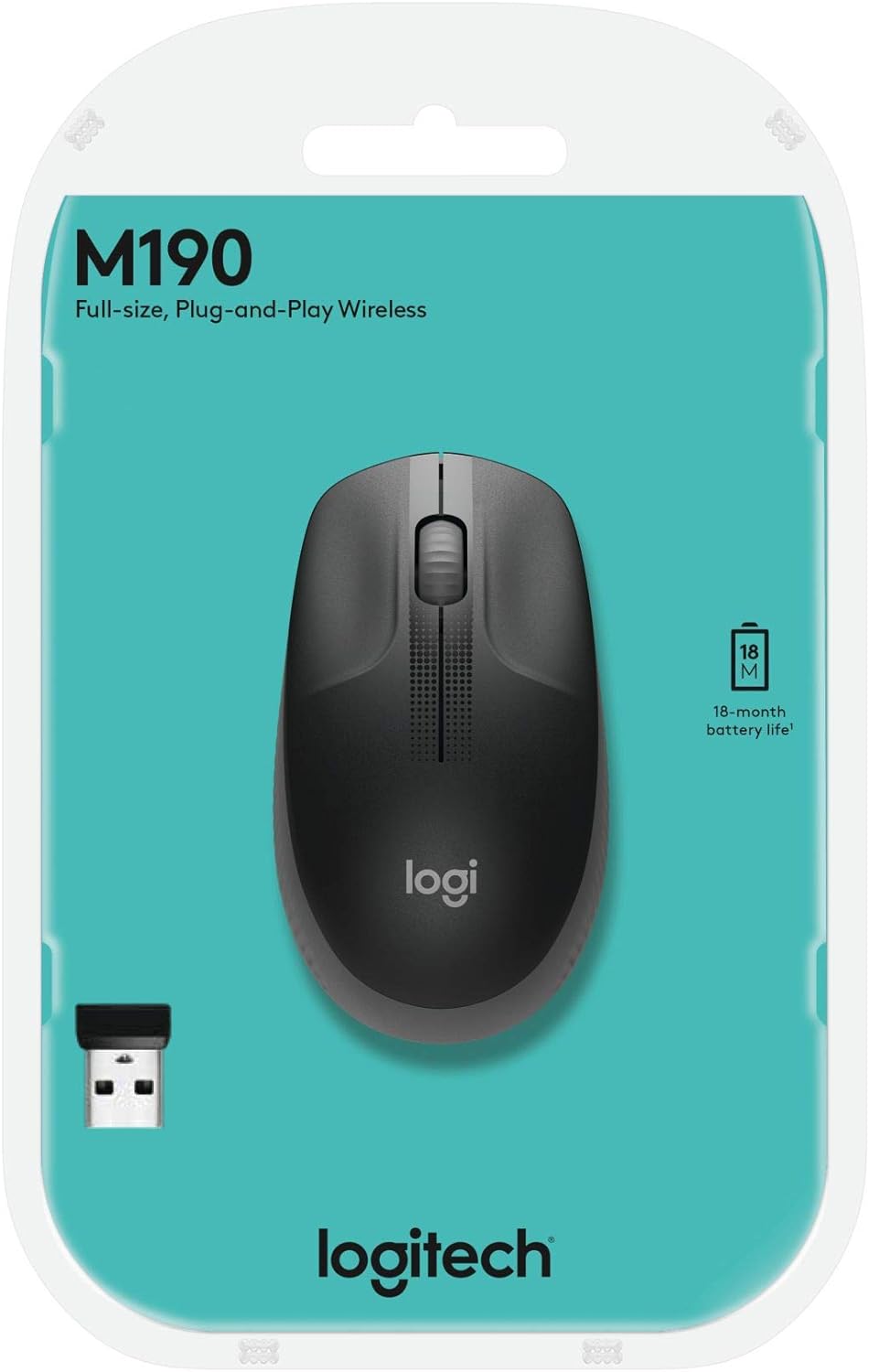 Logitech M190 - 2.40GHz / Up to 10m / Wi-Fi / Black - Mouse