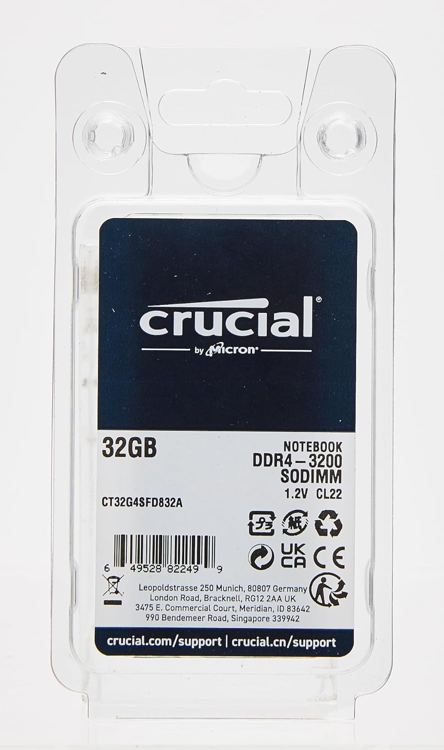 Crucial 32GB DDR4 3200MHZ SODIMM Memory Notebook - CT32G4SFD832A