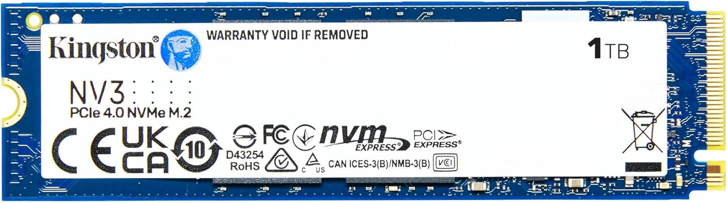 Kingston NV3 1TB NVMe Gen4 M.2 SSD – Up to 6000MB/s