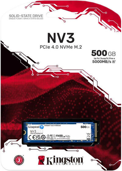 Kingston NV3 500GB NVMe Gen4 M.2 SSD – Up to 5000MB/s