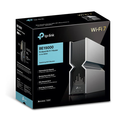 TP-Link Archer BE800 BE19000 Tri-Band Wi-Fi 7 Router – Up to 19Gbps, Dual 10G Ports, 4× 2.5G LAN, EasyMesh