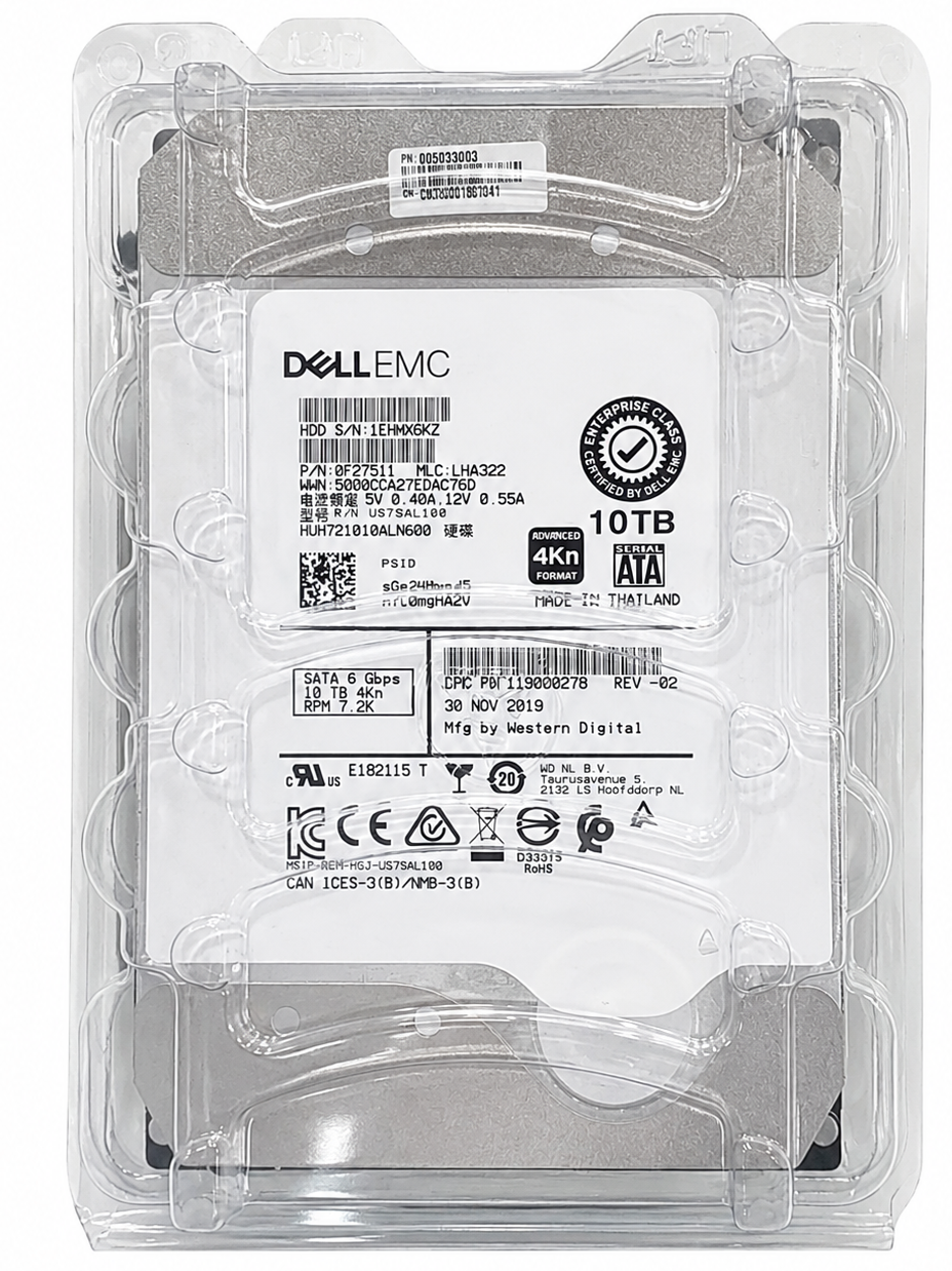 Dell EMC 10TB Enterprise SATA Hard Drive 7.2K RPM 6Gb/s 4Kn 3.5" HDD – 1.9M00278