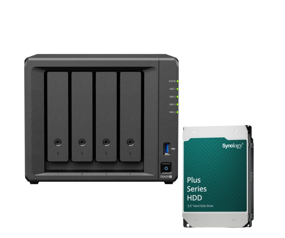 Synology DiskStation DS425+ SATA  4-Bays  USB  LAN  eSATA + Hard Disk