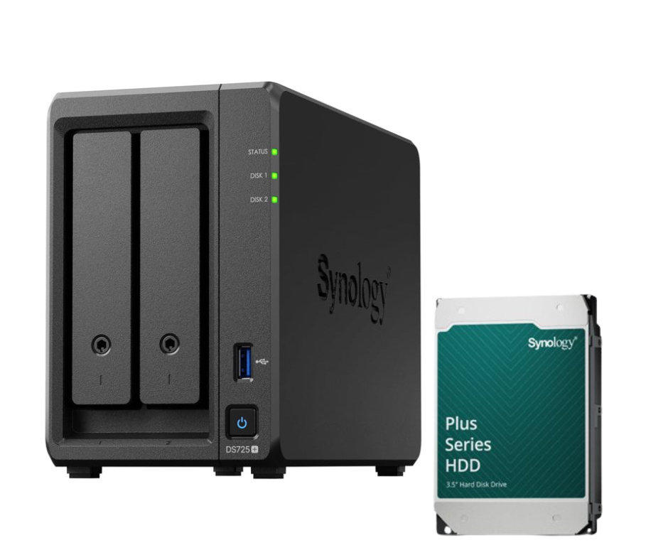 Synology DiskStation DS725+ SATA  2-Bays  USB  LAN  eSATA + Hard Disk