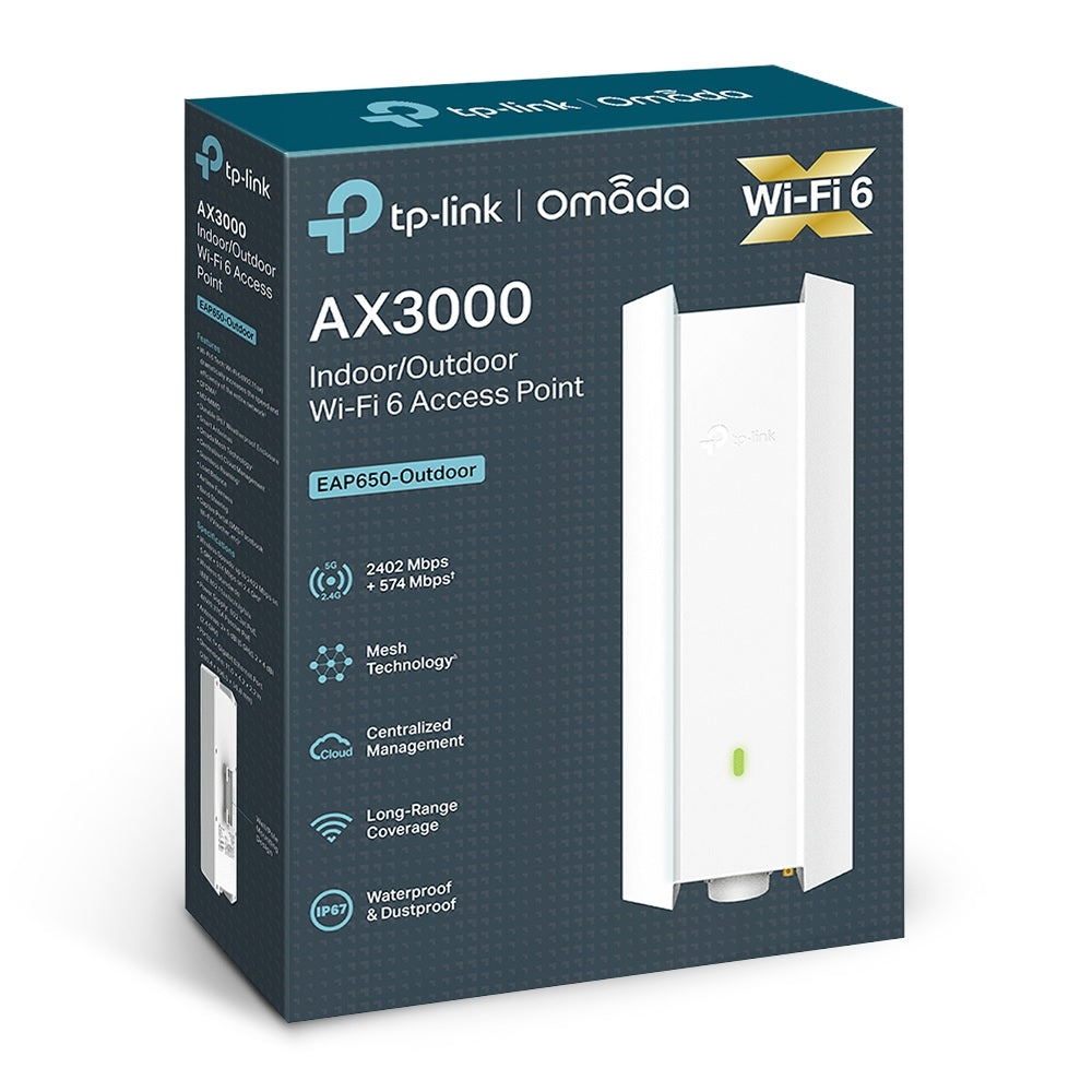 TP-Link EAP650-Outdoor(AX3000)WiFi 6 Access Point-5GHz(2402 Mbps)Gigabit LAN
