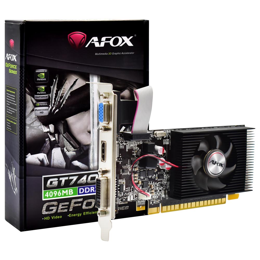 AFOX NVIDIA GeForce®GT 740-4GB-DDR3-128-Bit-PCIe-D-Sub-HDMI-DVI AF740-4096D3L6