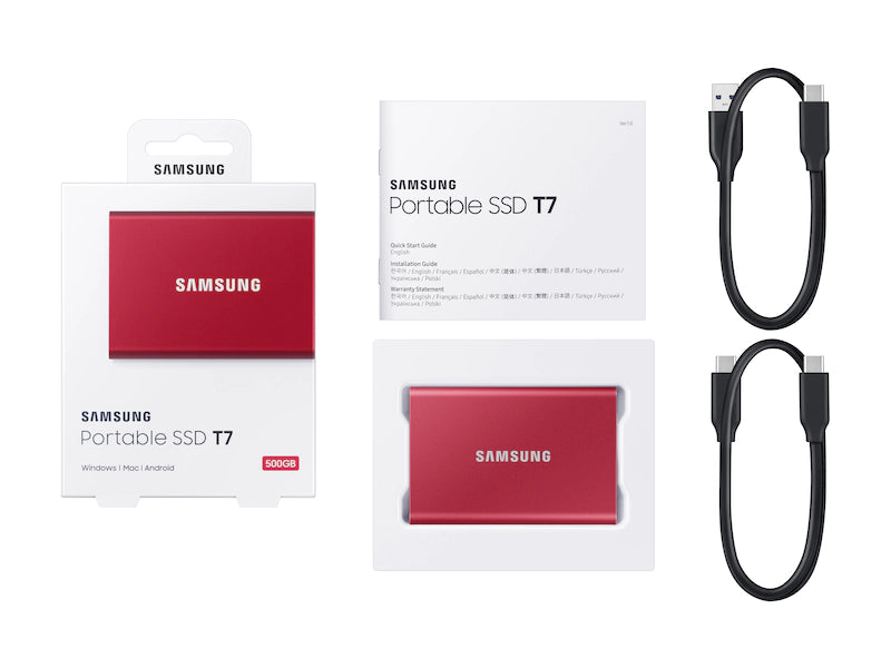 SAMSUNG 2TB External SSD T7 Portable Red MU-PC2T0R