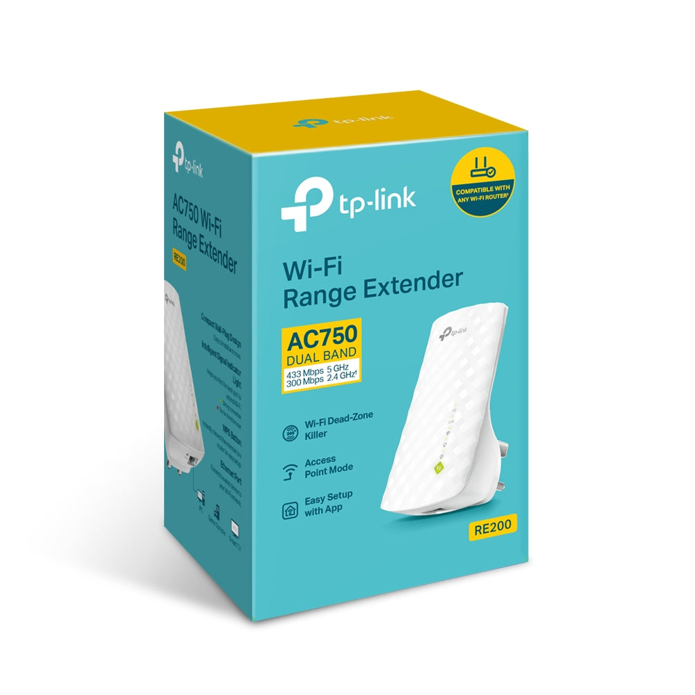 TP-Link (RE200) AC750 Wi-Fi Range Extender-5GHz (433Mbps)/LAN