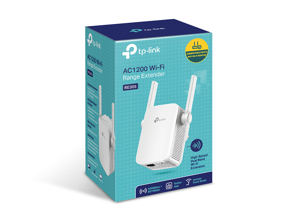 TP-Link RE305 AC1200 Wi-Fi Range Extender-1200Mbps-2.40GHz,5.0GHz/1xRJ-45 (RE305)