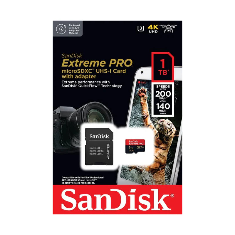 SanDisk 1TB Extreme PRO microSDXC UHS-I CARD with Adapter-Up to 200 MB/s