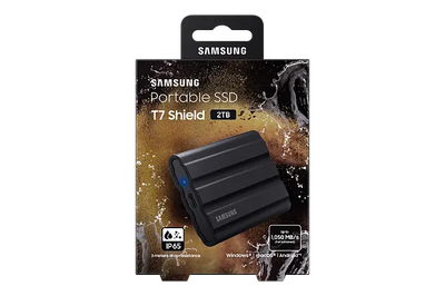 Samsung T7 Shield 2TB Portable SSD – Rugged USB 3.2 External Drive, Black (MU-PE2T0S)