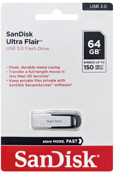 SanDisk 64GB Ultra Flair USB 3.0 Flash Drive -  SDCZ73-064G-G46