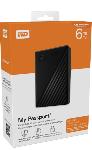 WD My Passport 6TB Portable Hard Drive USB 3.0 -WDBR9S0060BBK-WESN Black