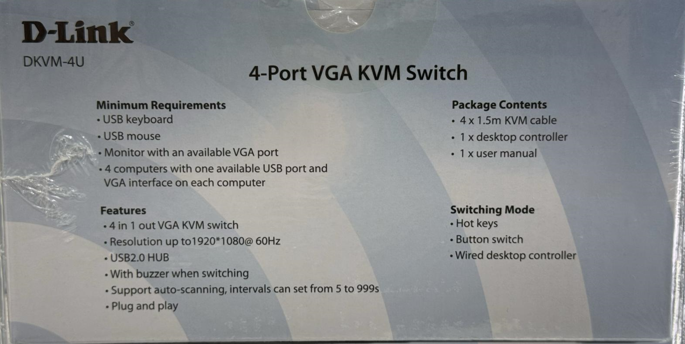 دي لينك، محول KVM، 4 منافذ USB، DKVM-4U