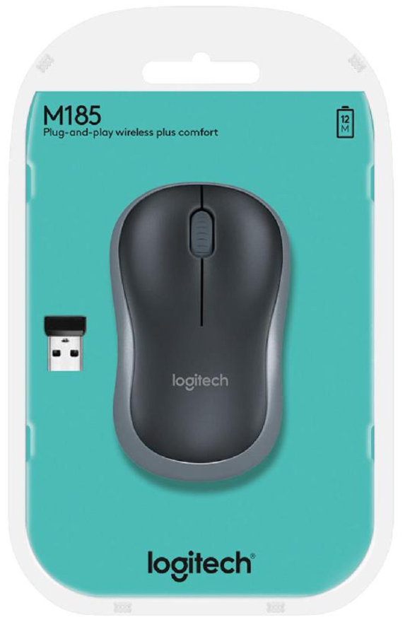 Logitech M185-2.40GHz / Up to 10m / Wi-Fi / Black/Grey-Mouse