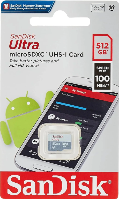 SanDisk Ultra microSDXC UHS-I Card -512GB / Up to 100 MB/s-SDSQUNR-512G-GN3MN