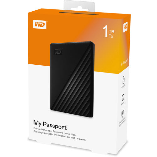 WD My Passport 1 TB Portable Hard Drive USB 3.2 WDBYVG0010BBK-Black