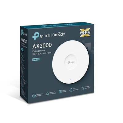 TP-Link Omada EAP650 AX3000 Ceiling-Mount Wi-Fi 6 Access Point – 2976Mbps, Gigabit PoE+, MU-MIMO, OFDMA