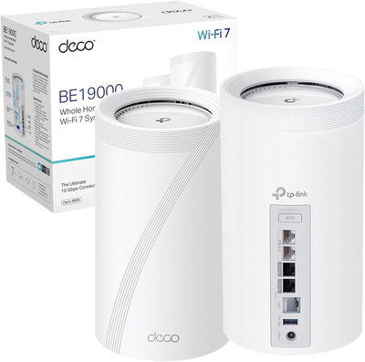 TPLink WiFi 7 Deco BE85 BE19000 Tri-Band Whole Home Mesh System (2 Pack)