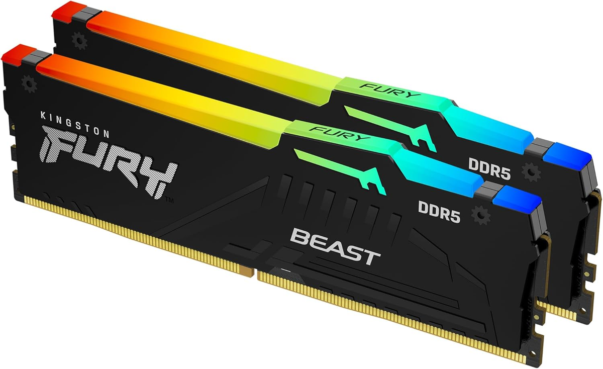 Kingston Fury Beast RGB 64GB (2x32GB) 6000MT/s DDR5 CL36 Desktop Memory, RGB Expo (KF560C36BBEAK2-64)